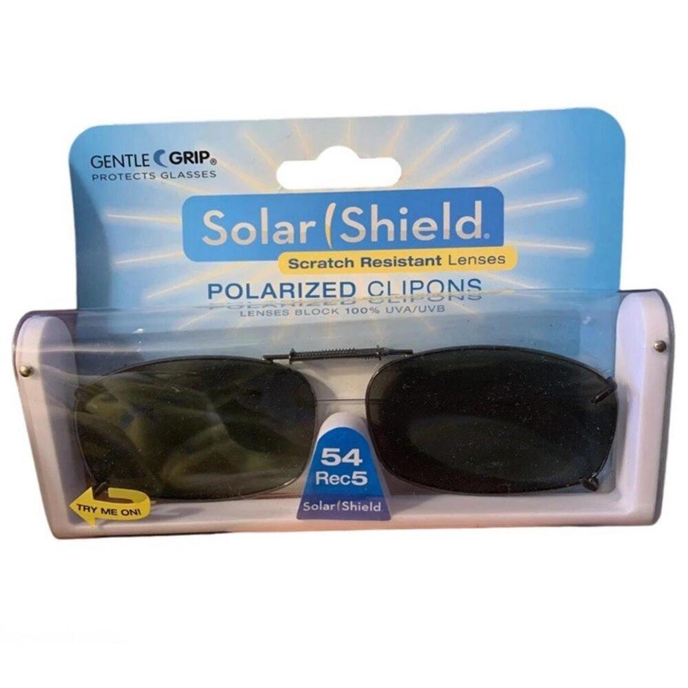 Solar Shield Polarized Clipons 54 REC 5 Gentle Grip Sunglasses NEW